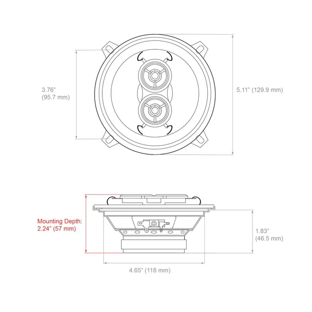 RetroSound Stereo Mix høyttaler (stk) 5,25", 25-50W (4+4Ohm DVC) 