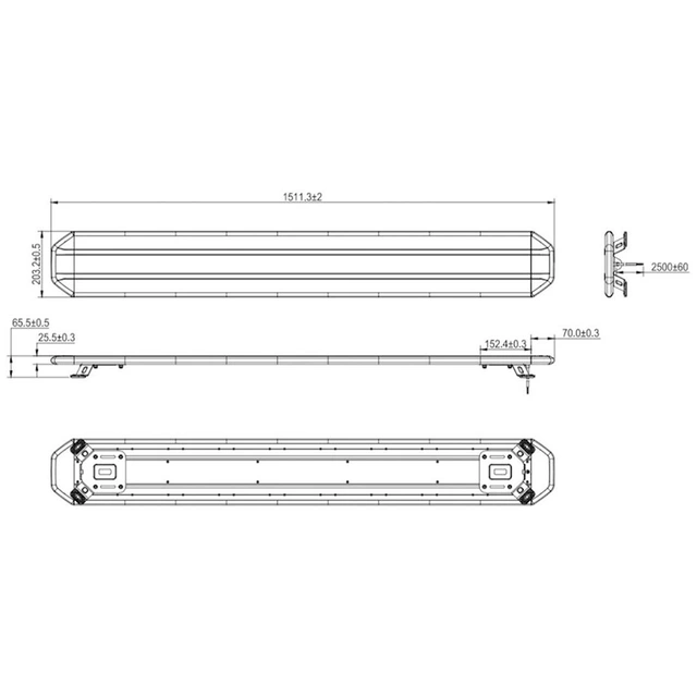 XG Strobe 1500 Tinted Varsellysbjelke 1511mm, ECE R65 Klasse 2, IP67 