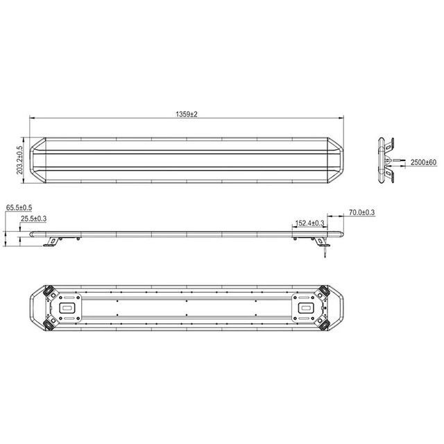 XG Strobe 1300 Tinted Varsellysbjelke 1359mm, ECE R65 Klasse 2, IP67 