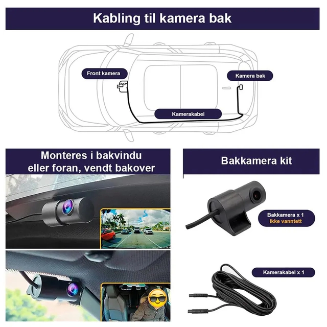 FITCAMX Integrert 4K Dashcam (foran+bak) MB CLS/E-klasse (2017 -->) "6118" Sort 