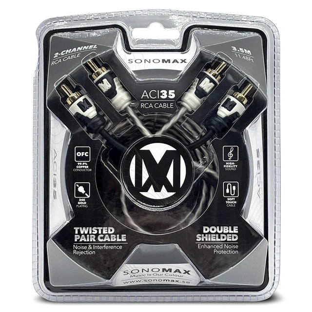Sonomax OFC RCA Signalkabel 3,5 Meter, dobbelskjermet, OFC 