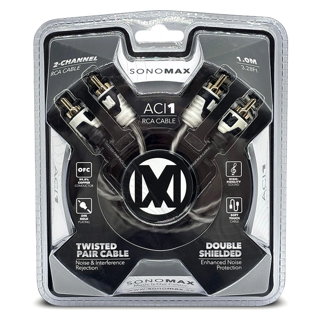 Sonomax OFC RCA Signalkabel 1 Meter, dobbelskjermet, OFC 
