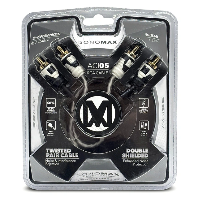Sonomax OFC RCA Signalkabel 0,5 Meter, dobbelskjermet, OFC 