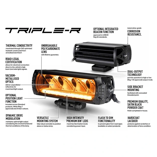 Lazer Triple-R 850 Beacon LED fjernlys LED, 6930 lumen, 1061 meter, varsellys 