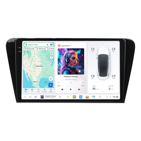 DUDU multimediaspiller med 10,1" skjerm Skoda Octavia (2013-2020) Pianolakk