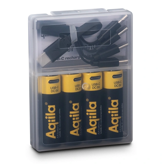 Aqilla Oppladbare AA Lithiumbatterier USB-C, 1,5V, 2000mAh, 4 pk 