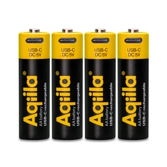Aqilla Oppladbare AA Lithiumbatterier USB-C, 1,5V, 2000mAh, 4 pk
