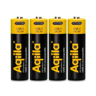 Aqilla Oppladbare AA Lithiumbatterier USB-C, 1,5V, 2000mAh, 4 pk
