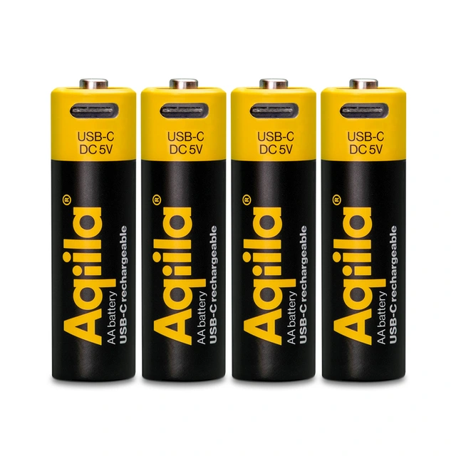 Aqilla Oppladbare AA Lithiumbatterier USB-C, 1,5V, 2000mAh, 4 pk 