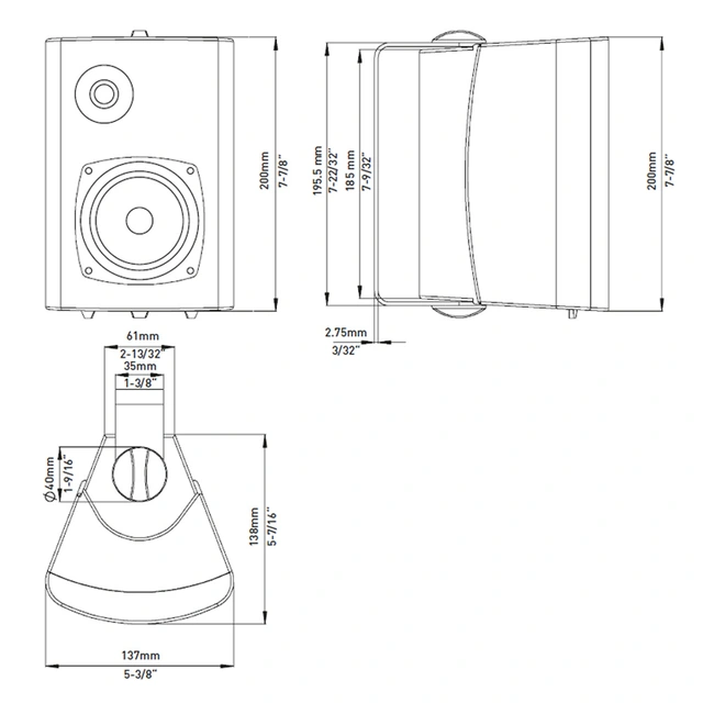 Fusion kabinetthøyttalere Hvit, 25W RMS 