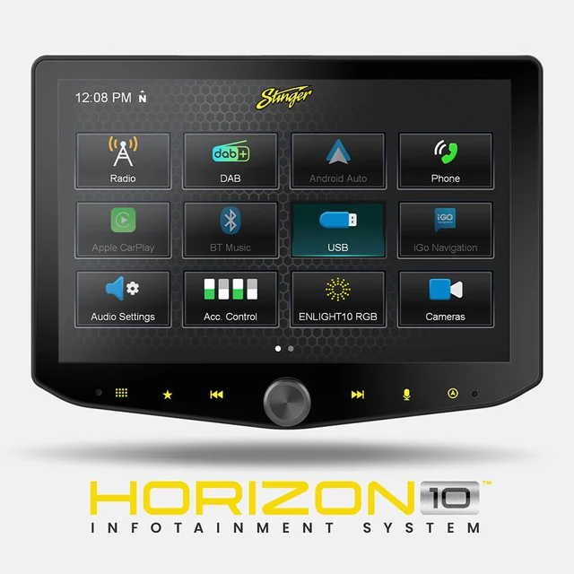 Stinger HORIZON10 iX210E DAB+, BT, Trådløs Carplay & Android Auto 