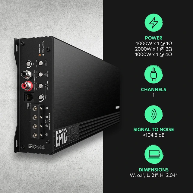 AudioControl EPIC4000 monoforsterker 4000W RMS, 1 Ohm, EPIC-serien 