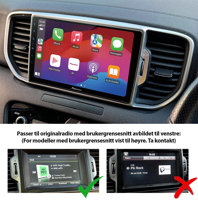 *Pioneer Perfect Fit spiller til Kia Kia Sportage (2016-2018) m/navi u/lyd. 