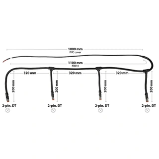 Ledningssett med 4x Deutsch DT-2 kontakt 4x DT-2 kontakter