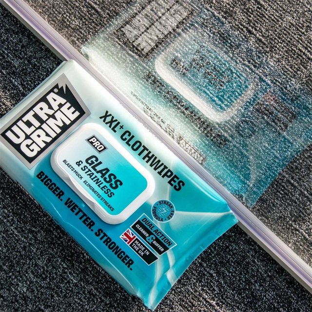 UltraGrime® Pro. Glass & Stainless 50 XXL+ Wipes 