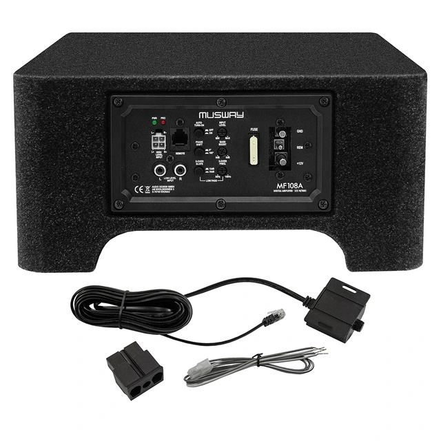 Musway MF108A 8" aktiv subwoofer 8" i kasse, 225W RMS, bassremote 