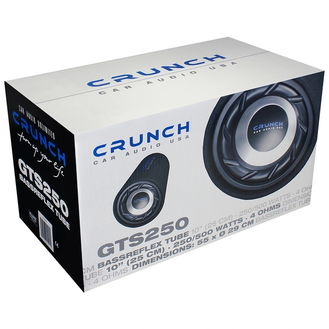 Crunch GTS250 10" Tube basskasse 10" i kasse, 250W RMS, 4 Ohm 