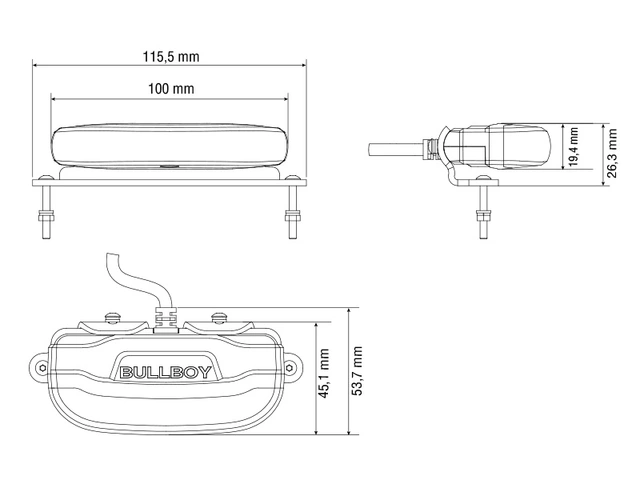 Bullboy Proline Mini ryggelys LED, 1970 Lumen, 26W, godkjent ryggelys 