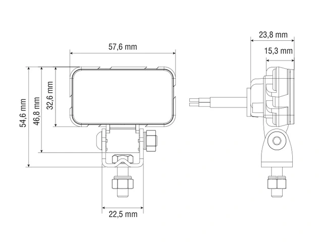 Bullboy Proline Mini arbeidslys LED, 580 Lumen, 5W, godkjent ryggelys 