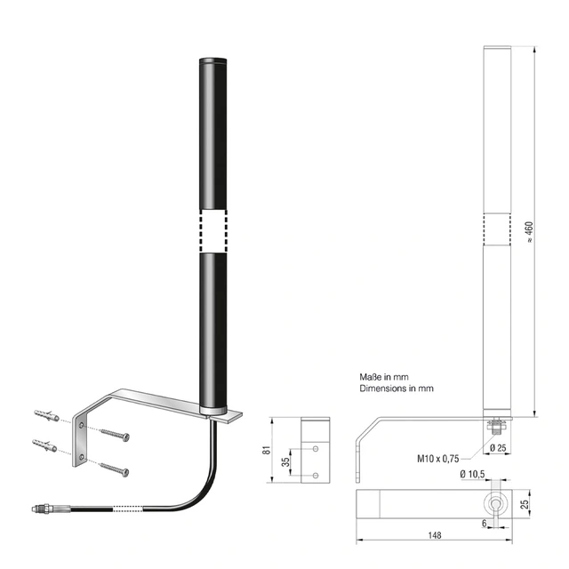 ATTB DAB+ veggantenne Egnet for både innvendig og utvendig 