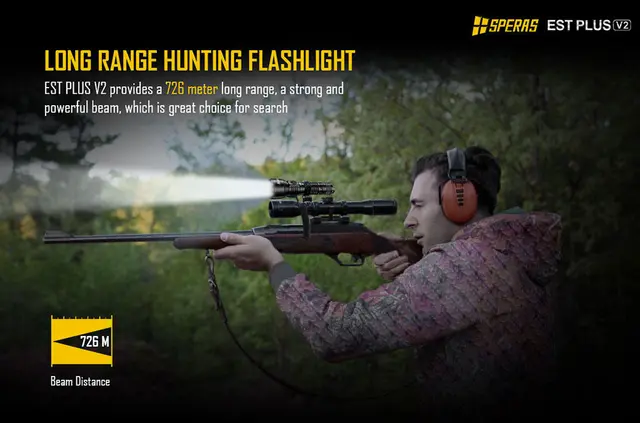 SPERAS EST PLUS v2 Lommelykt 2100 Lumen, 726 meter kastelengde 