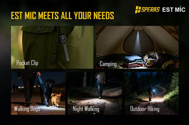 SPERAS ESTMIC Lommelykt 700 Lumen, 138 meter kastelengde 