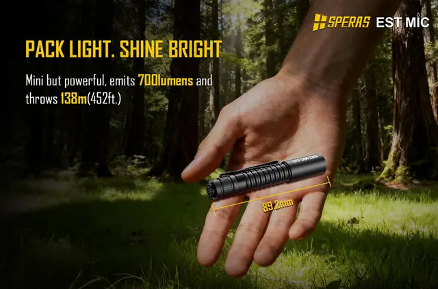 SPERAS ESTMIC Lommelykt 700 Lumen, 138 meter kastelengde 