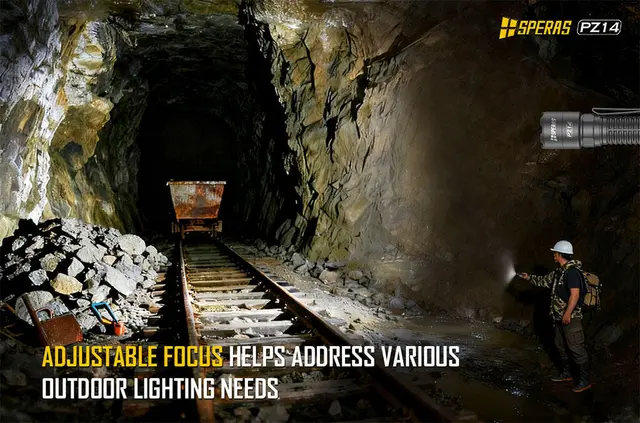 SPERAS PZ14 Lommelykt med zoom 1000 Lumen, 440 meter kastelengde 