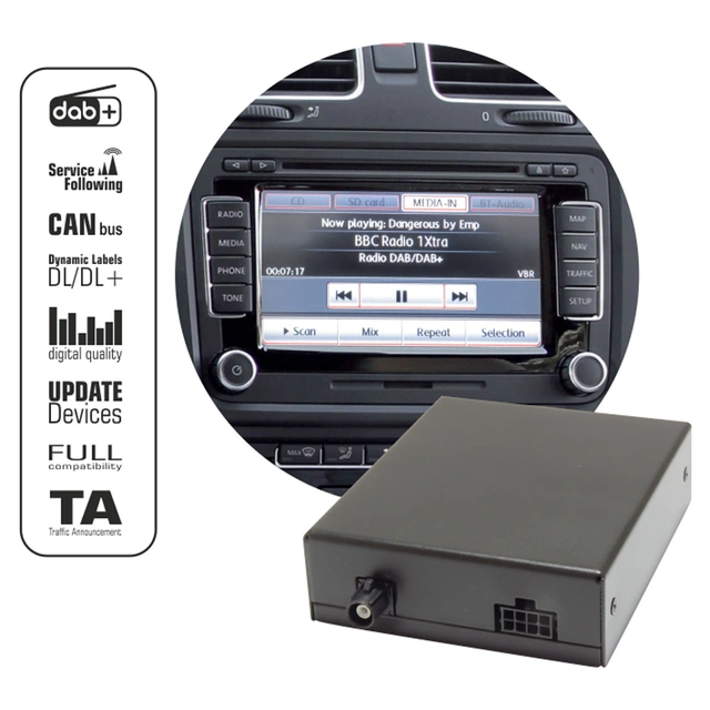 norDAB ND400 DAB+ adapter VW/Skoda m/RCD/RNS/Bolero/Columbus++ 