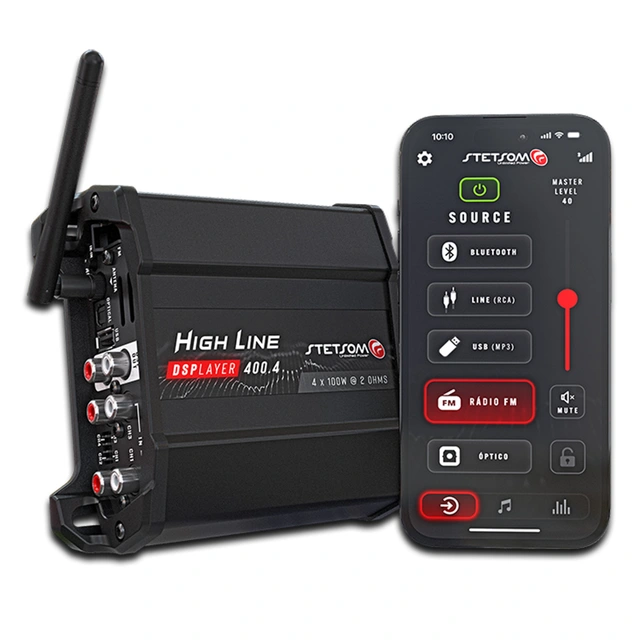 Stetsom HL400.4 DSPlayer 4x100W RMS 2 Ohm, DSP, Bluetooth, Optisk 