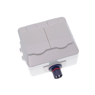 DEFA PlugIn vegguttak, variant 3 Dobbelt 230V uttak, 16A