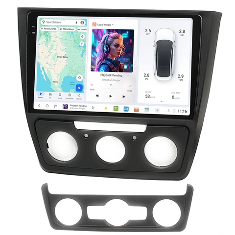 DUDU multimediaspiller med 10,1" skjerm Skoda Yeti (2009-2014)