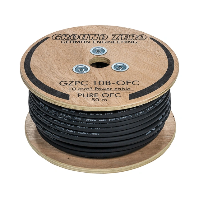 Ground Zero strømkabel OFC 10mm2 Sort 10mm², Sort, Pris per meter 