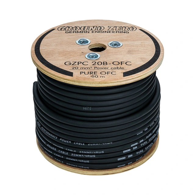 Ground Zero strømkabel OFC 20mm2 Sort 20mm², Sort, Pris per meter 