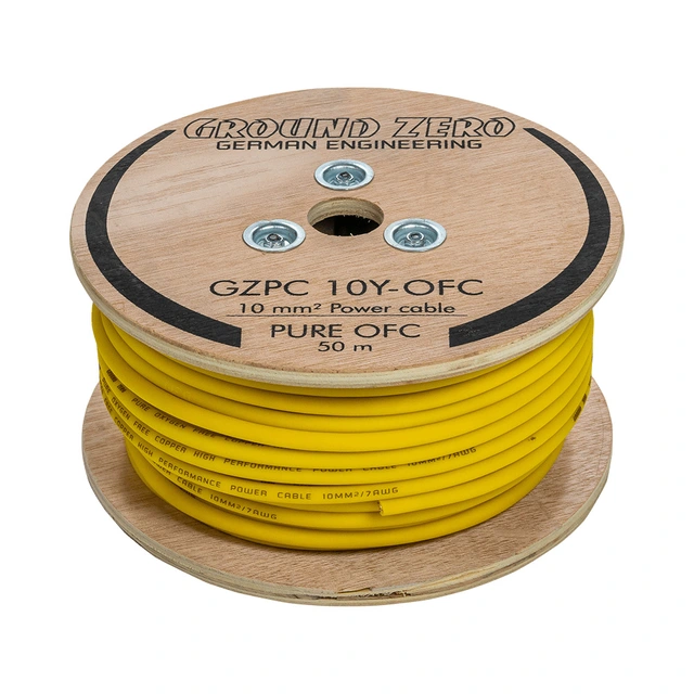 Ground Zero strømkabel OFC 10mm2 Gul 10mm², Gul, Pris per meter 