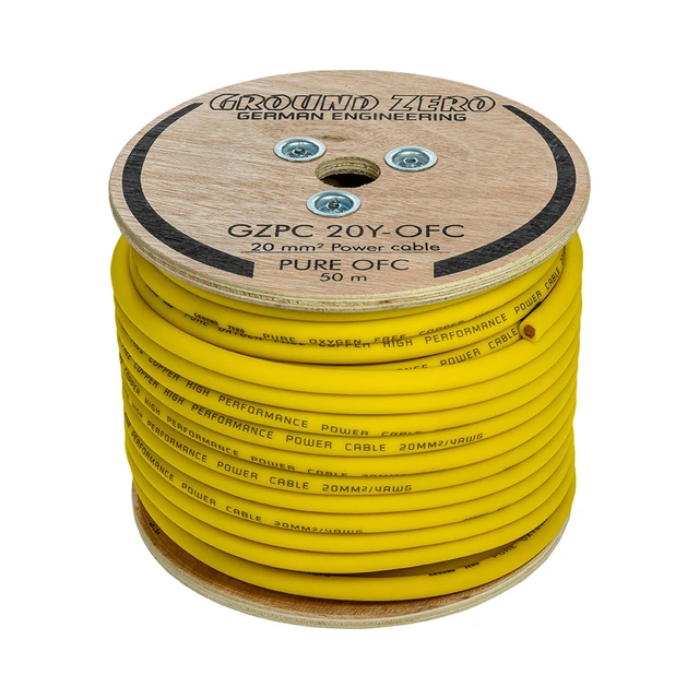 Ground Zero strømkabel OFC 20mm2 Gul 20mm², Gul, Pris per meter 