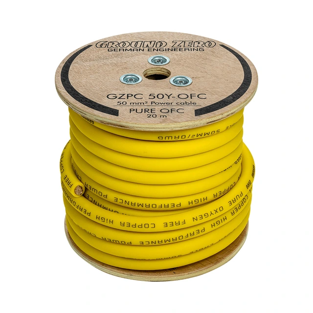 Ground Zero strømkabel OFC 50mm2 Gul 50mm², Gul, Pris per meter 
