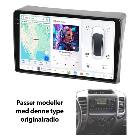 DUDU multimediaspiller med 9,5" skjerm Toyota LC120 (2003-2009) u/Navi u/lydsys