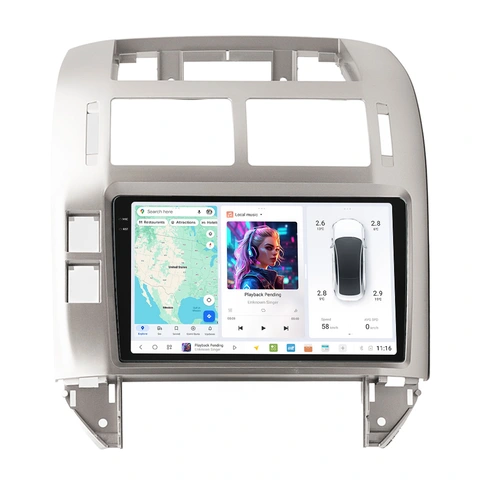 DUDU multimediaspiller med 9,5" skjerm VW Polo (2006-2009) Sølv