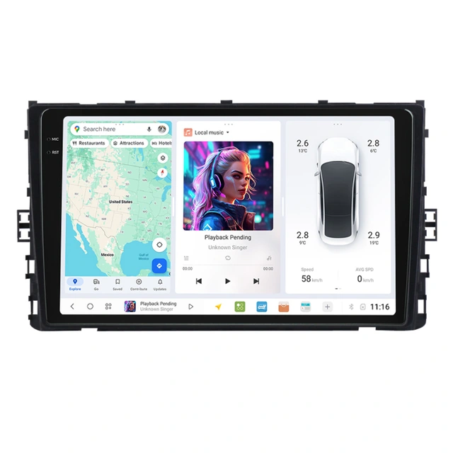 DUDU multimediaspiller med 9,5" skjerm VW (2017-->) 