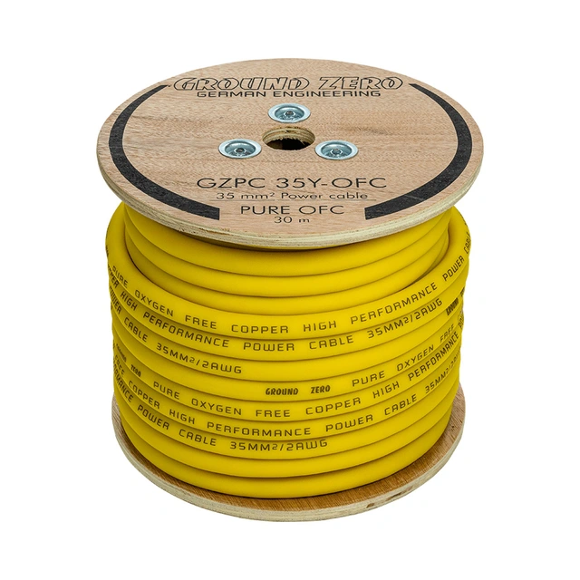 Ground Zero strømkabel OFC 35mm2 Gul 35mm², Gul, Pris per meter 
