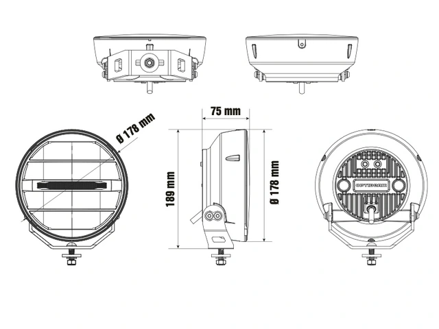 Optibeam Elites 7 LED fjernlys 7", 7780 lumen, 123W, Posisjonslys 