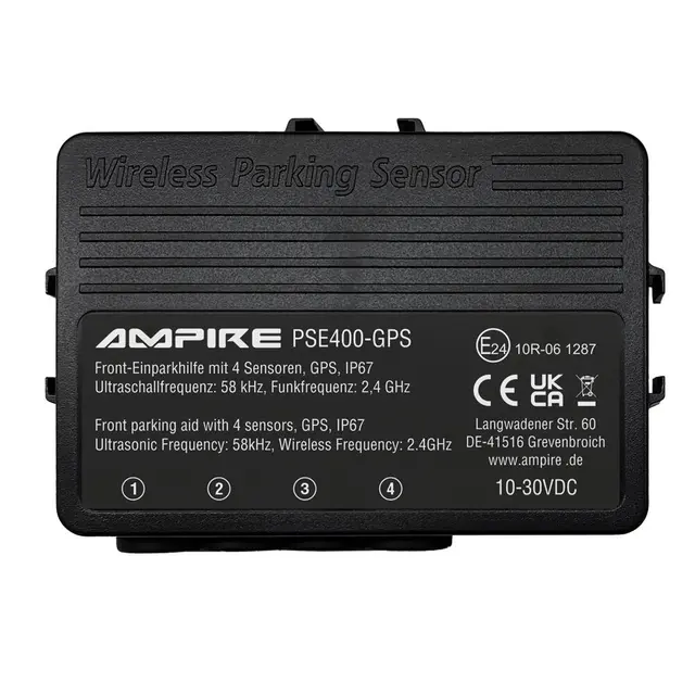 Ampire parkeringshjelp 4 sensorer, lydvarsling og GPS 