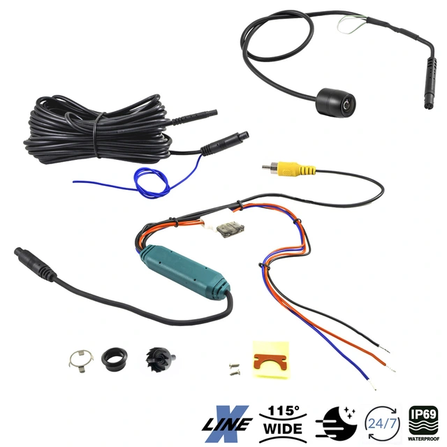 Ampire Mini ryggekamera (CVBS) NTSC, 8 meter kabel, 115° Horisontal 