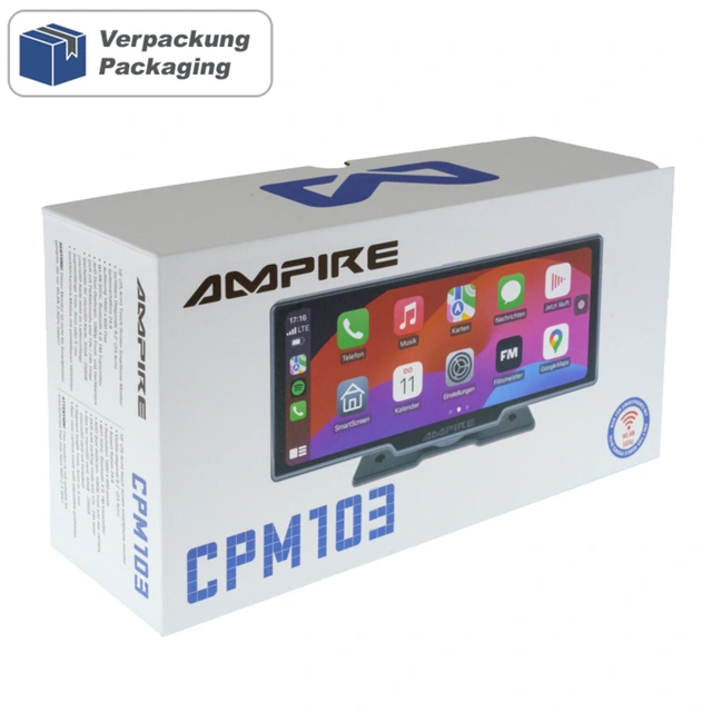 Ampire CPM103 10" Monitor u/ryggekamera 10" monitor med Carplay/Android Auto 