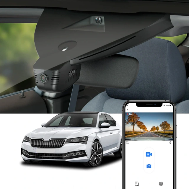 FITCAMX Integrert 4K Dashcam (foran) Skoda Superb (2019-2023) Sort 