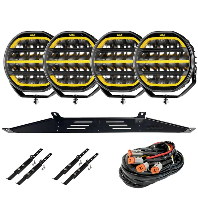 OZZ XR2 P9" lyspakke 4x 9" lamper, skiltbrakett, relésett 