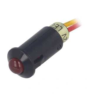 SCI Rød LED panelindikator Rød, 12V DC, Ø8,2mm