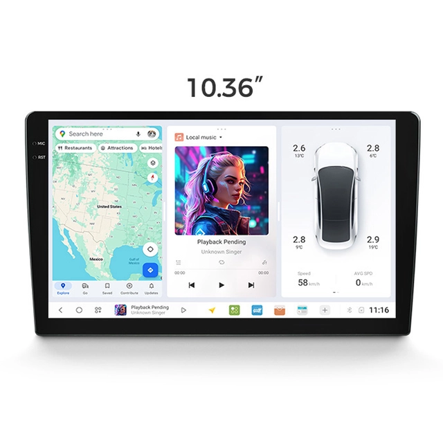 DUDU 7 Android multimediaenhet - 10,36" 8GB+128GB 