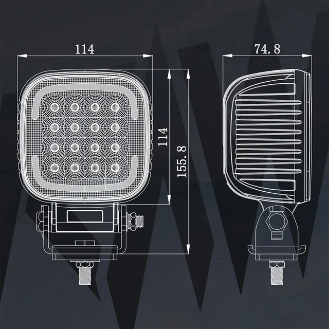RAWlights DUO XL LED arbeids-/varsellys 114mm, 6146 Lumen, 80W, per stk 